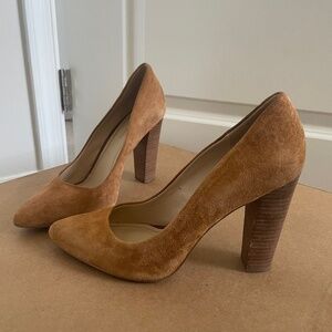 BCBGeneration Camel Suede Chunky Heels